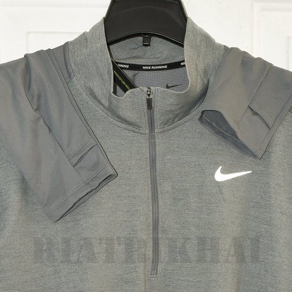 GREY NWT Men's Half (1/2)Zip Running Top Dri-Fit Nike with Thumb holes - Picture 4 of 7
